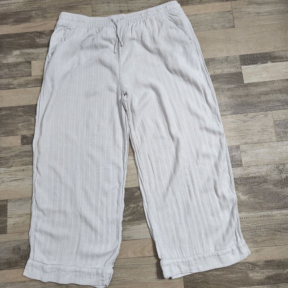 Linen Blend Wide Leg 2XL (20) Casual Beachy Loungewear Soft Breathable Elastic